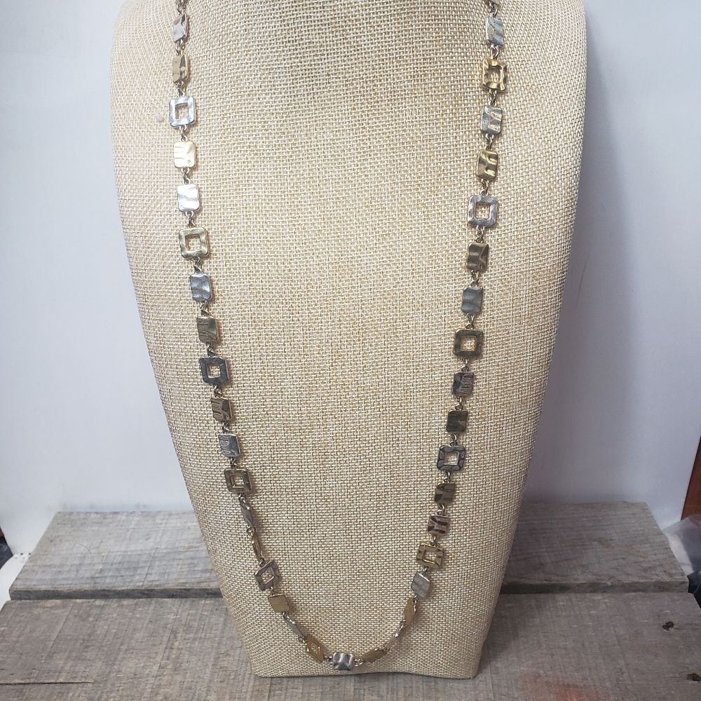 LIA SOPHIA Mixed Metals Square Links Long Chain Necklace
